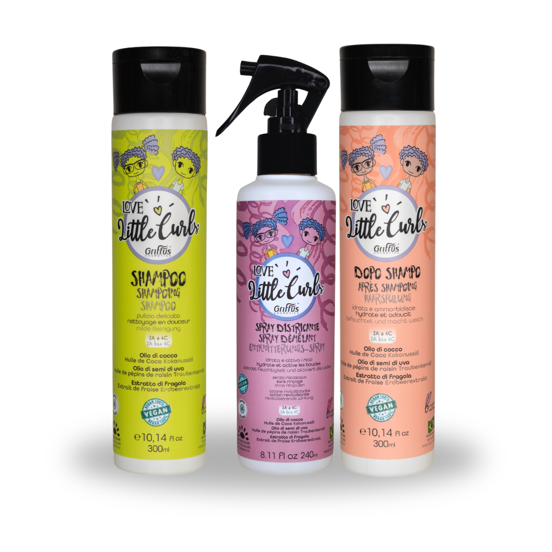 Kit Love Little Curls Griffus avec Shampooing 300ml + Après-shampooing 300ml + Spray démêlant 240ml