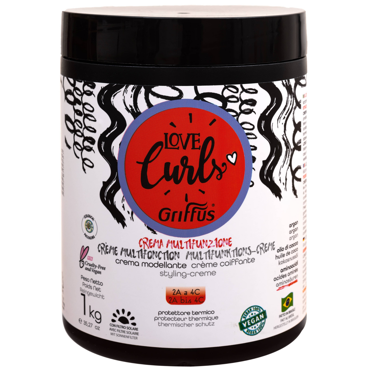 Griffus Love Curls Multifonction Crème Coiffante 1 KG 2A a 4C