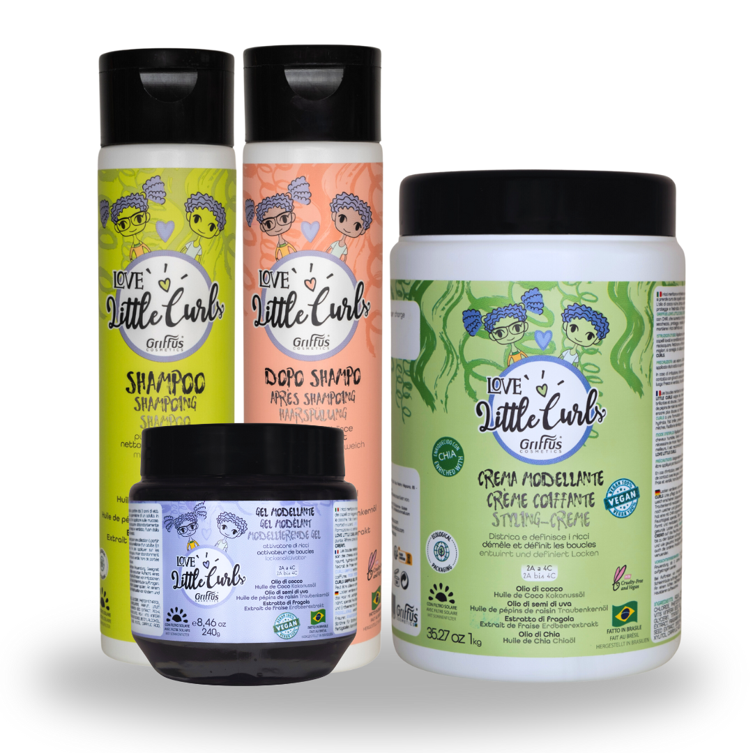 Kit Love Little Curls Griffus avec Shampooing 300ml + Après-shampooing 300ml + Gelée Coiffante 240g + Crème Coiffante 1kg
