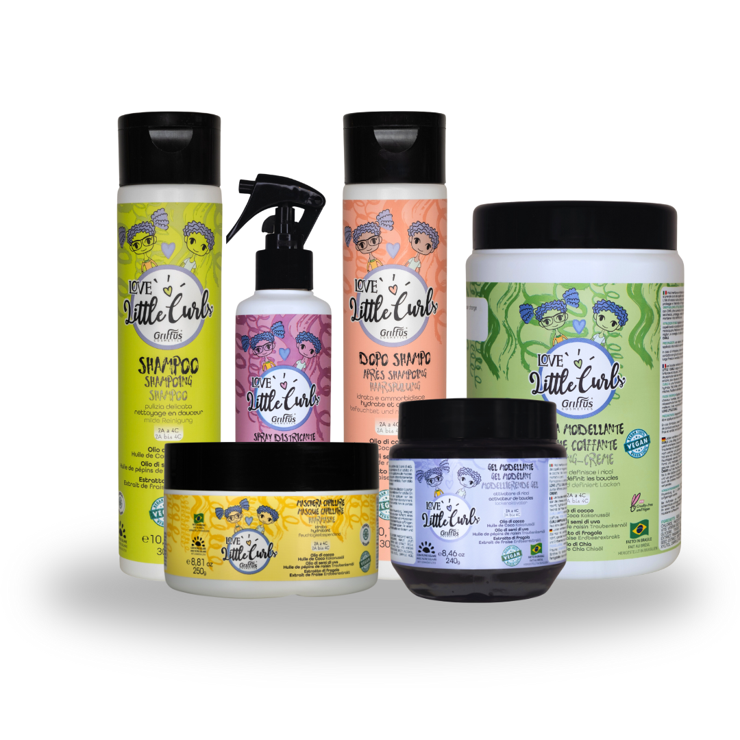 Kit Love Little Curls Griffus avec Shampooing 300ml + Après-shampooing 300ml + Crème Coiffante 1kg + Masque 250g + Spray Démêlant 240ml + Gelée Coiffante 240g