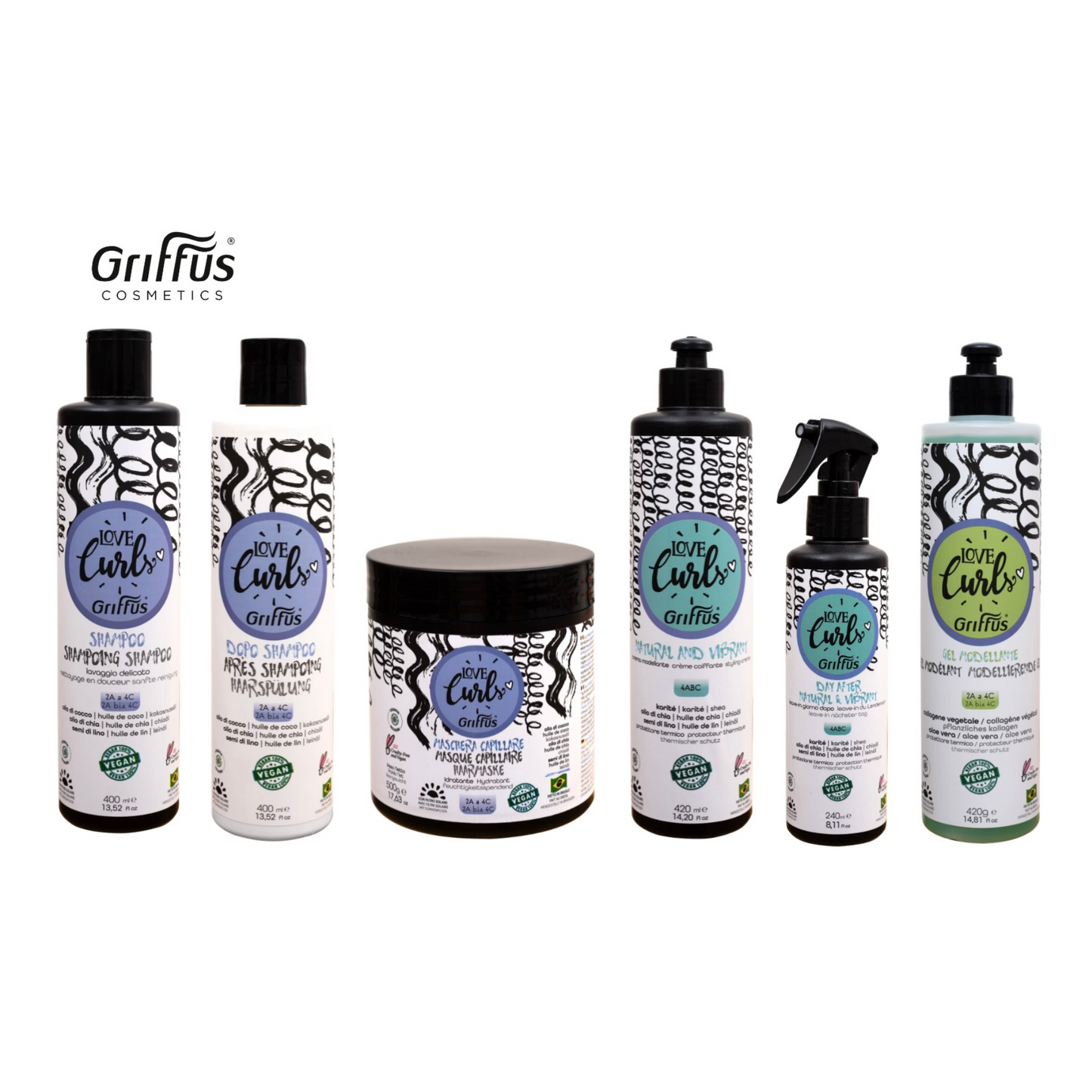 Kit de routine complète composé par : Shampoing 400 ML, Après Shampoing 400 ML, Masque 500 GR, Crème à Coiffer 420 ML, Leave-in 240 ML et Gel 420 ML pour cheveux type 4ABC
